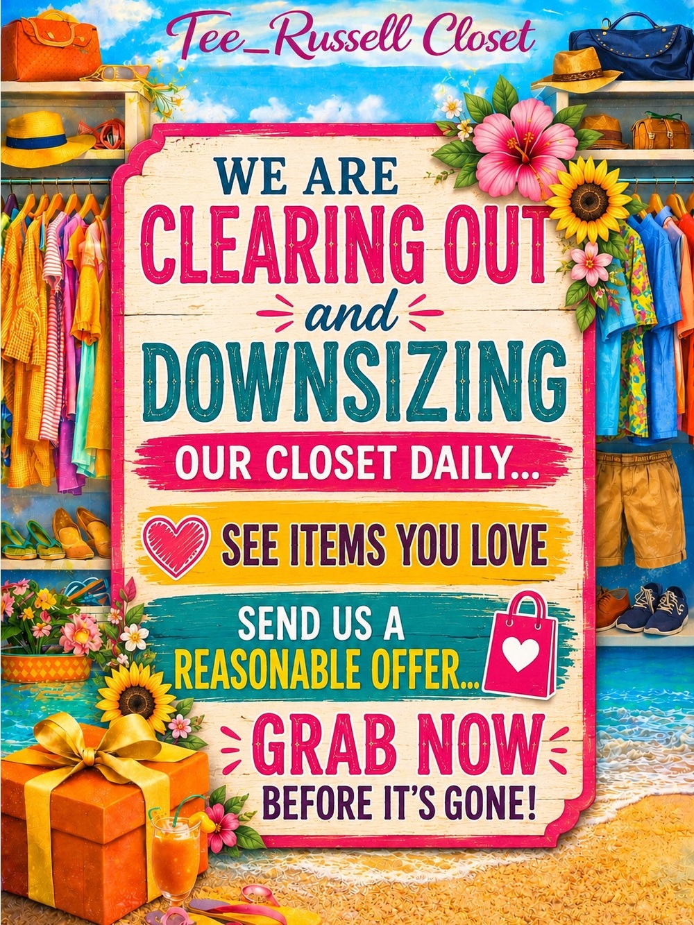 "Clearing Out and Downsizing" 
Our Closet !
Accepting REASONABLE offers